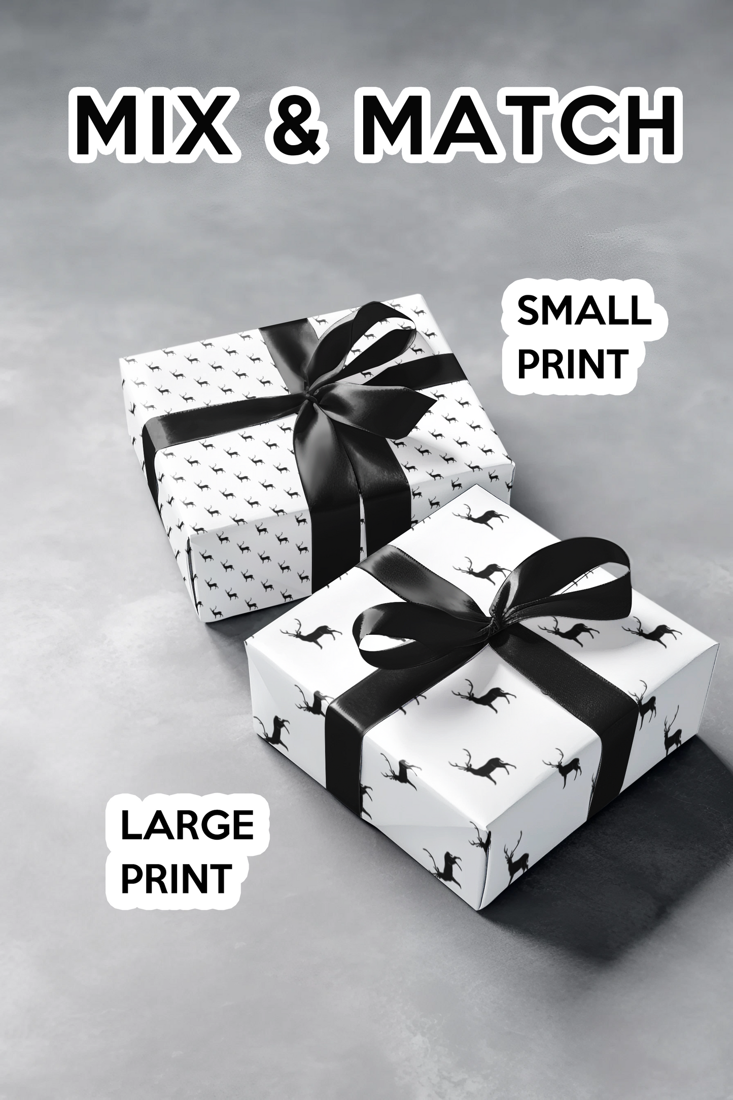 Black and White Deer Custom Wrapping Paper