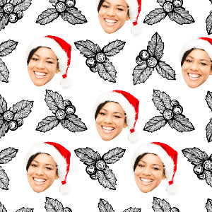 Black and White Holly Bunch Custom Wrapping Paper