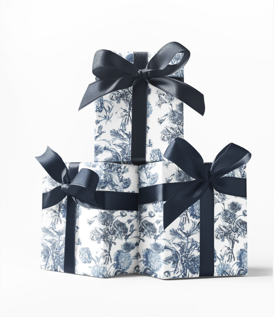 Custom_Blue_Toile_Print_Custom_Wrapping_Paper_