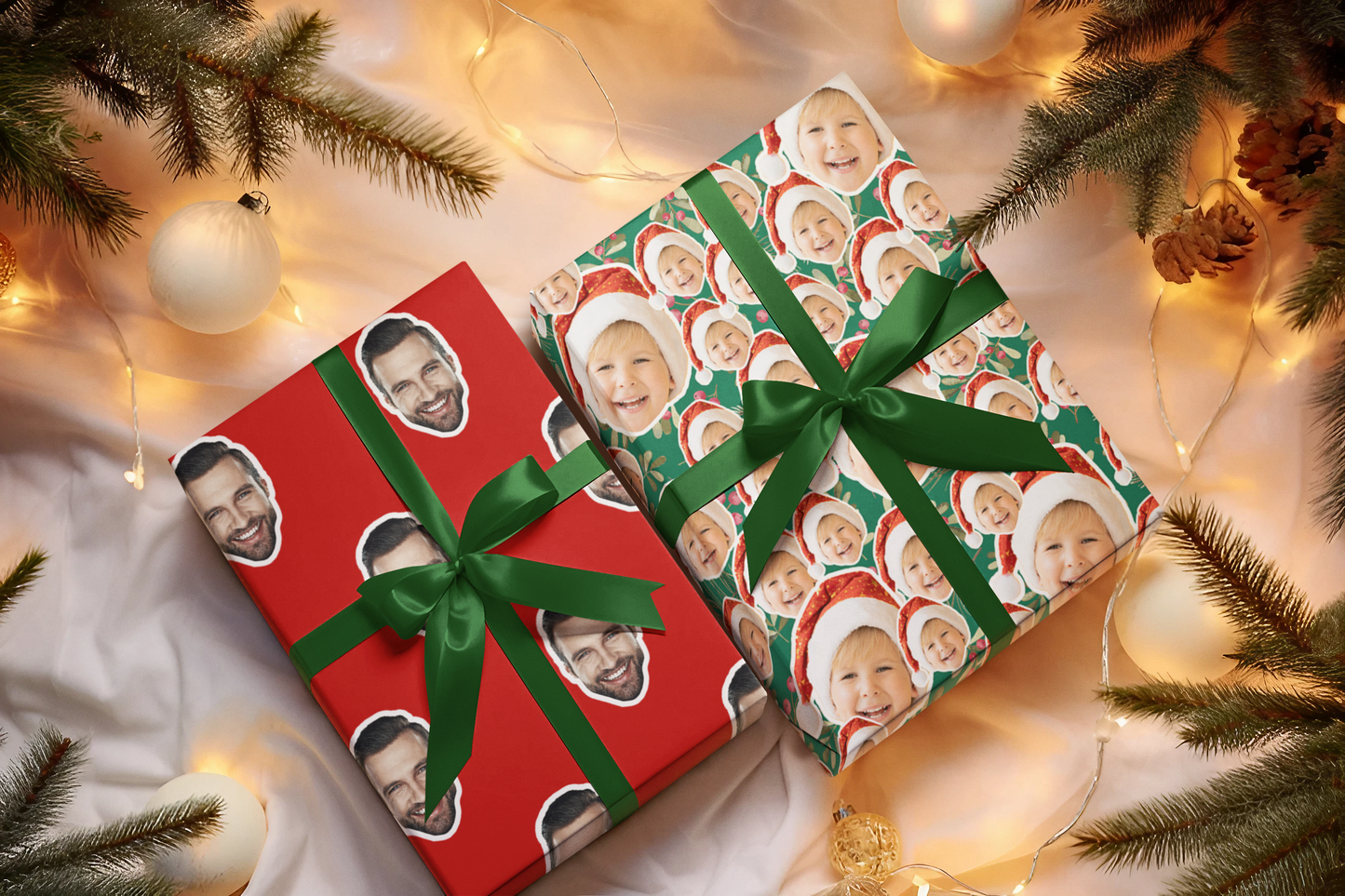Custom Face Christmas Wrapping Paper Custom Image Add on