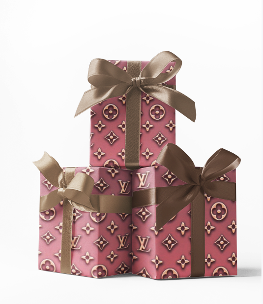 Custom Louis Vuitton Pink Metallic Designer Wrapping Paper
