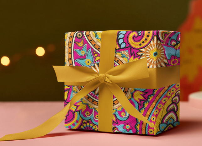 Custom Pink Paisley Print Custom Wrapping Paper