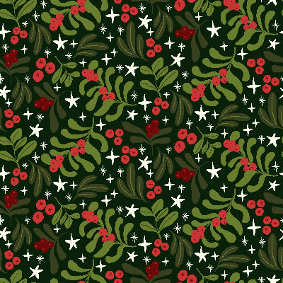 Happy Holly Black Custom Wrapping Paper
