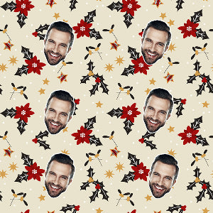 Happy Holly Paper Custom Wrapping Paper with Custom Image