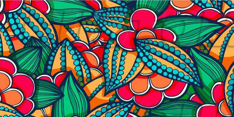 Colorful floral pattern with vibrant colors on a multicolor background