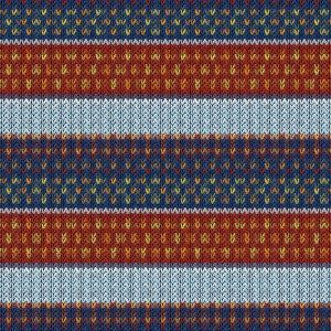 Patterned fabric with horizontal stripes in blue, orange, and brown.