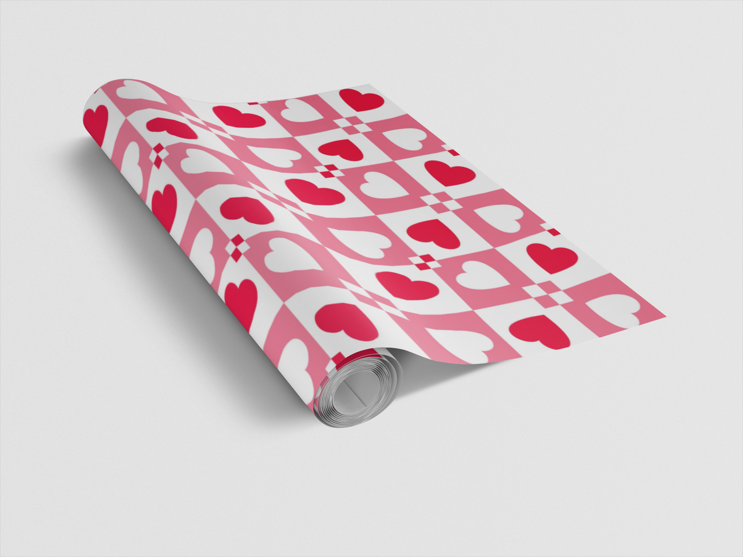 wrapping paper roll hearts