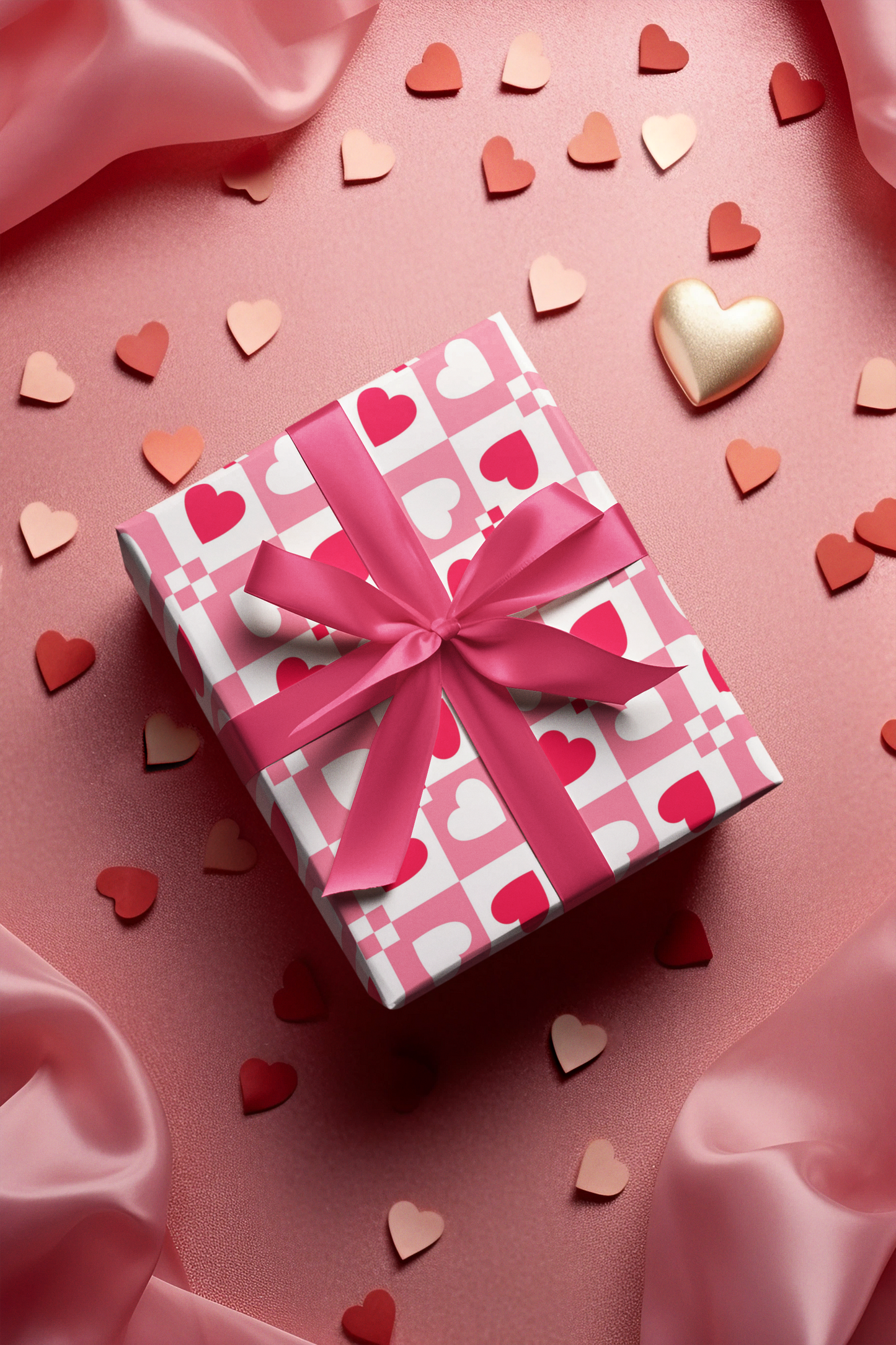 hearts wrapping paper