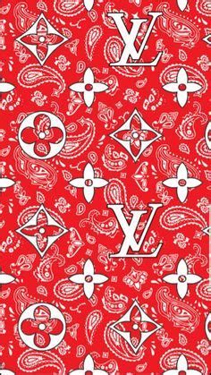 Custom Louis Vuitton Red Bandana Pattern Wrapping Paper