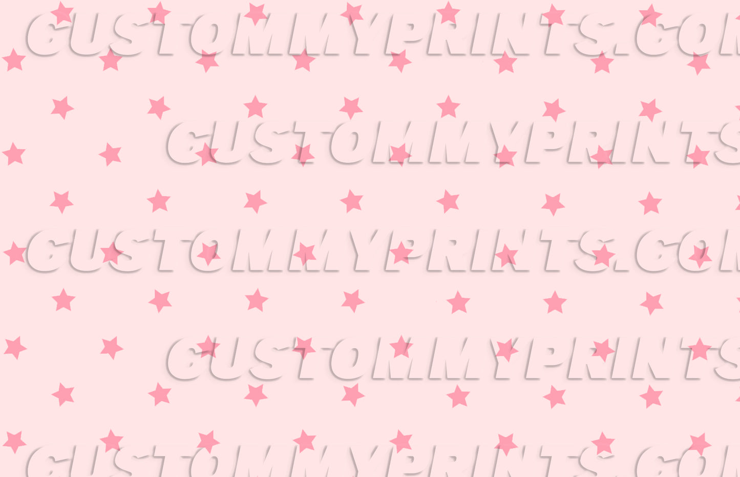 Pattern of pink stars and 'CUSTOMMYPRINTS.COM' text on a pink background