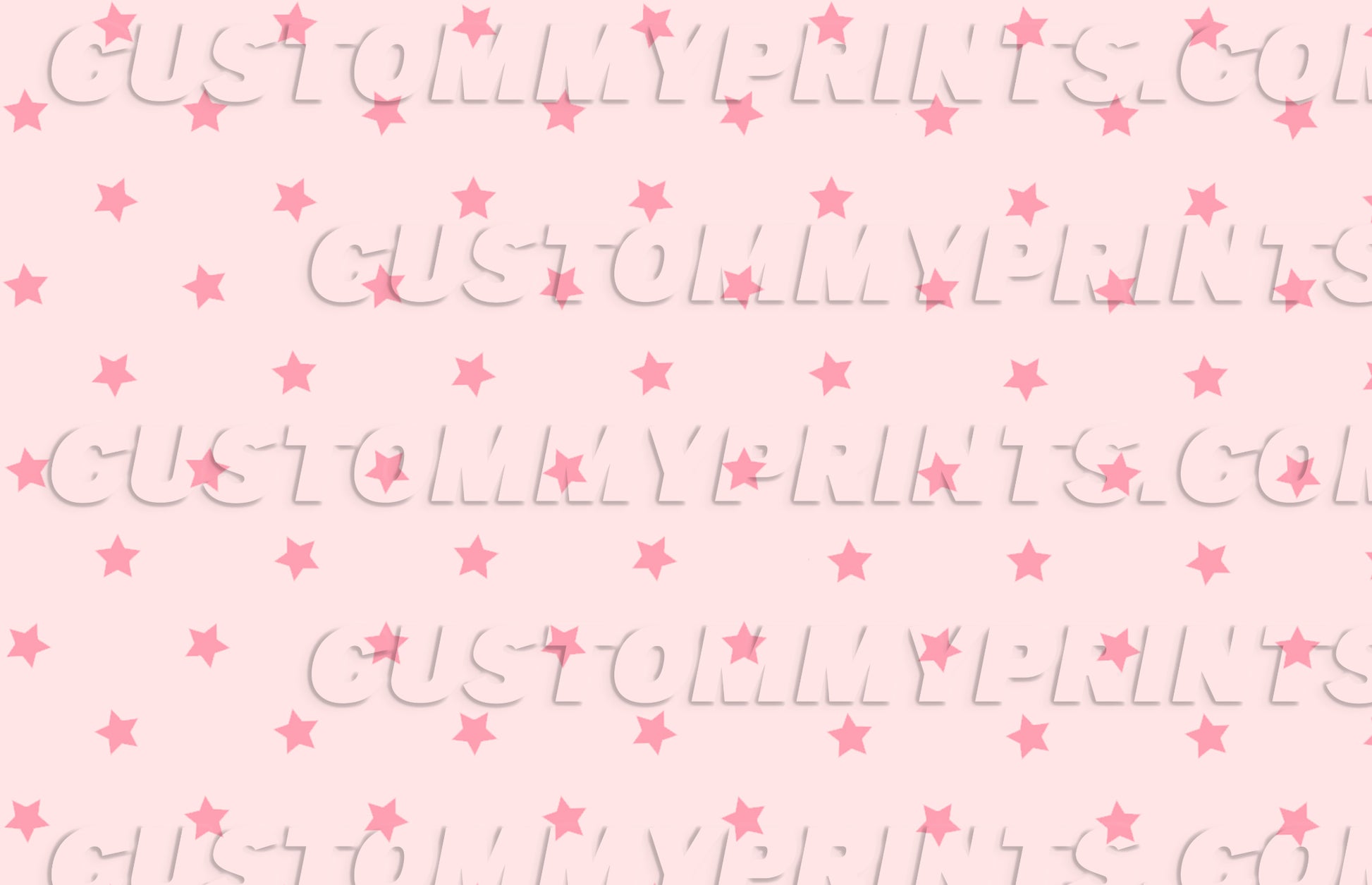 Pattern of pink stars and 'CUSTOMMYPRINTS.COM' text on a pink background