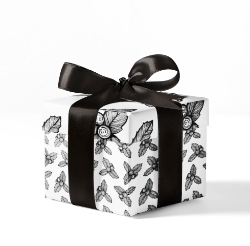 Black and White Holly Bunch Custom Wrapping Paper