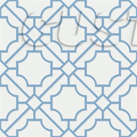 Decorative tile pattern with blue lines on a white background