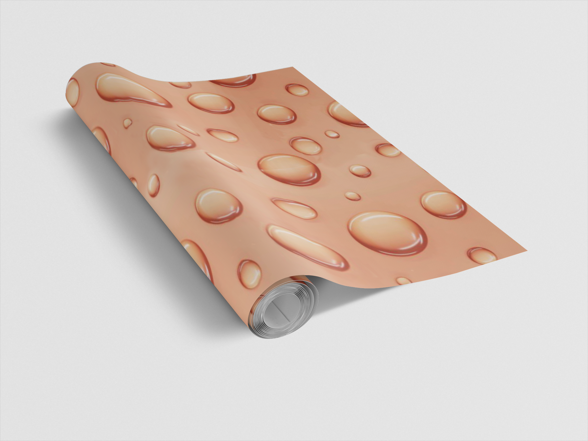 Roll of paper with a textured peach-colored surface on a white background