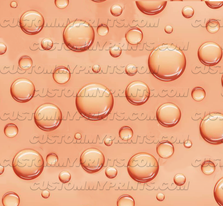 Pattern of orange bubbles on a peach-colored background with 'CustomMyPrints.com' watermark.