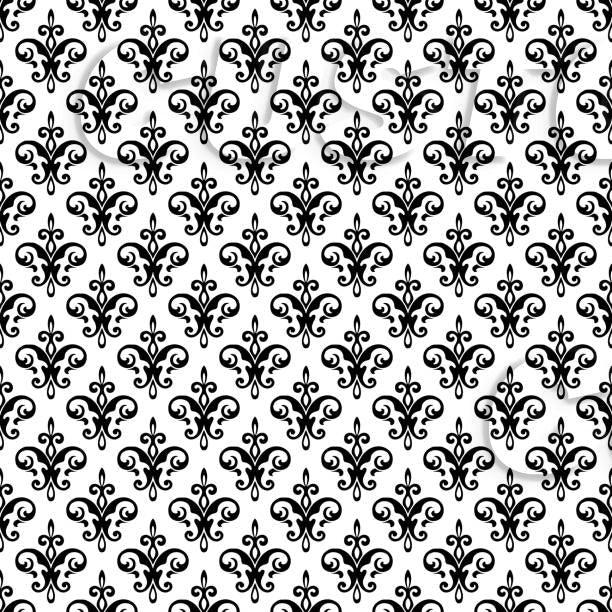 Black and white fleur-de-lis pattern on a white background
