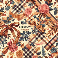 Custom Burberry Designer Rose Pattern Wrapping Paper