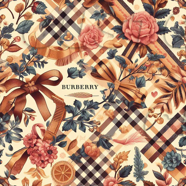 Burb pattern with floral and checkered design