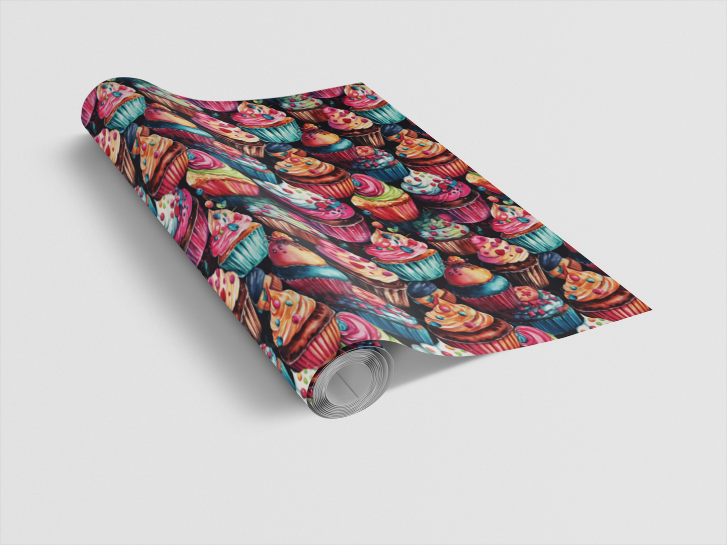 Colorful patterned yoga mat on a light gray background