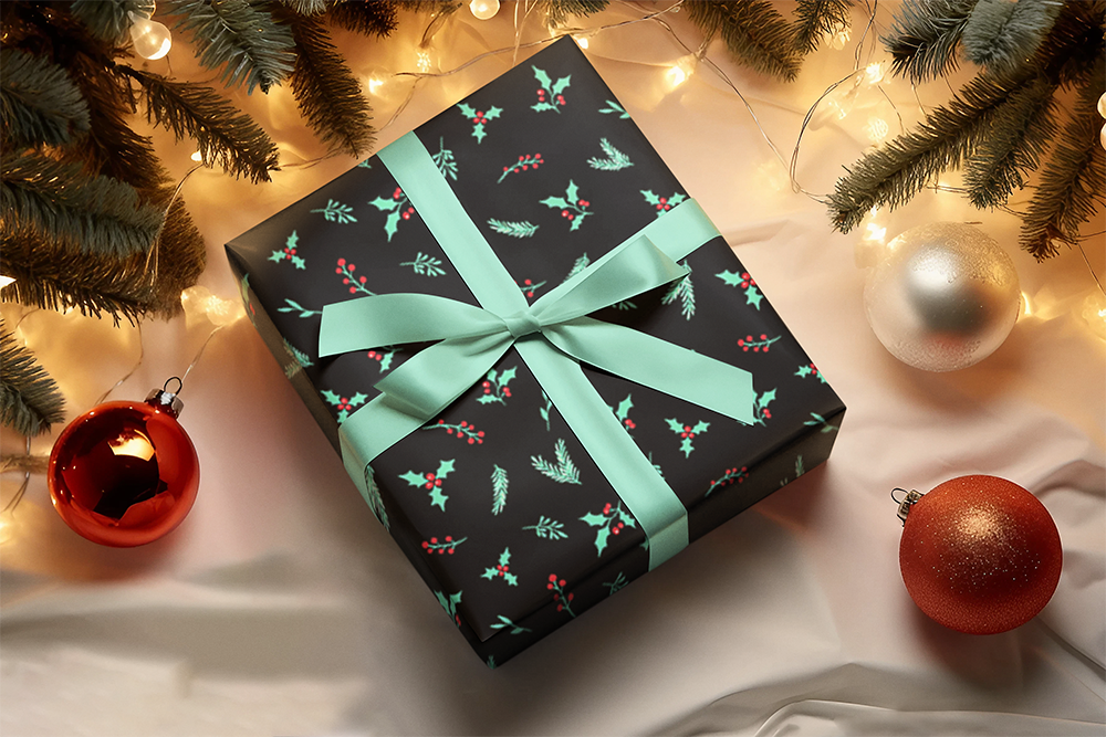 Custom Holly Wrapping Paper