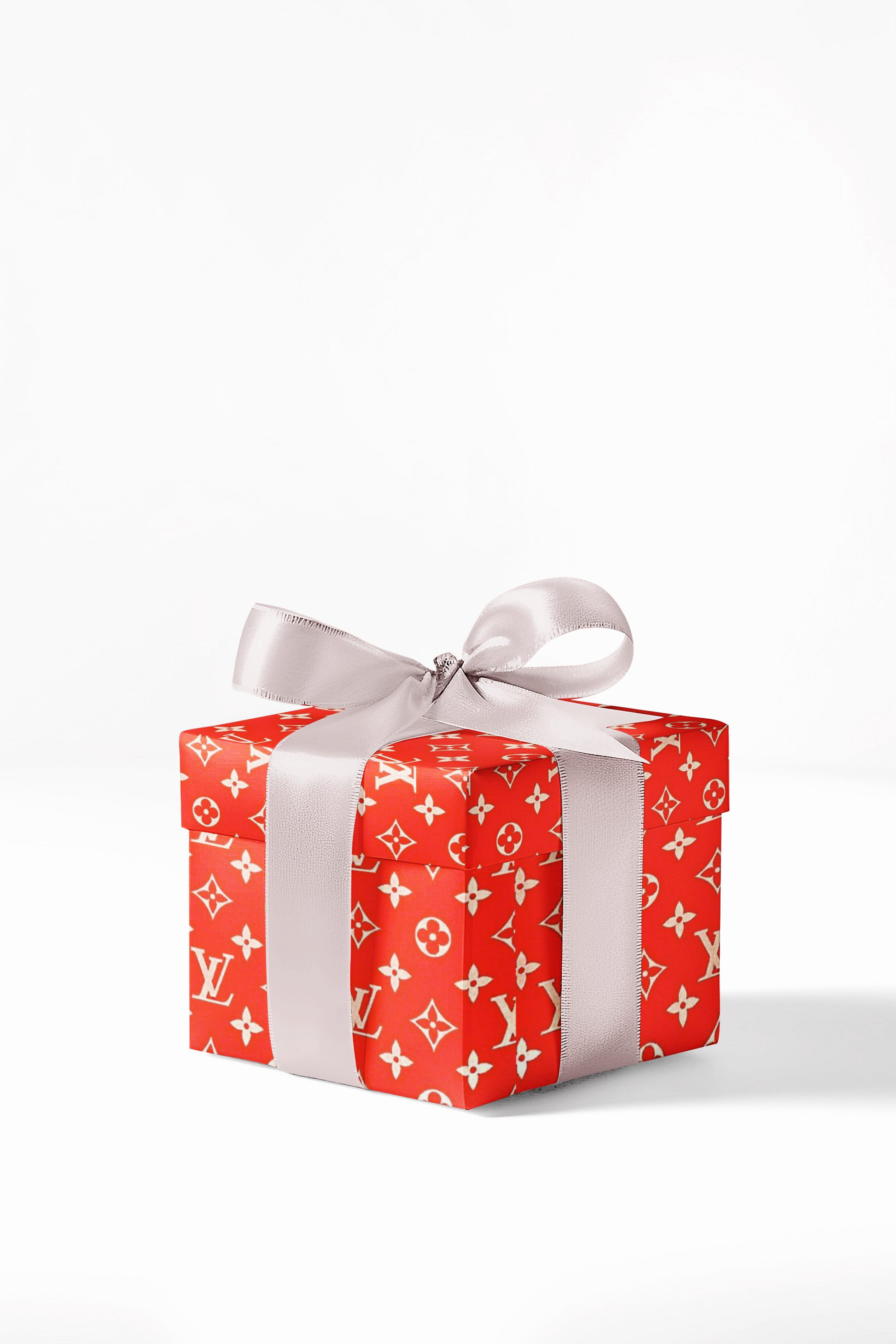 Gift box with green ribbon on a white background
