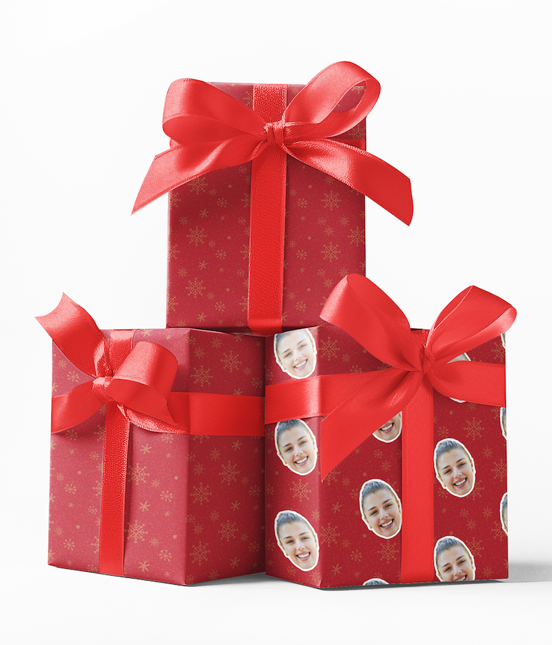 Golden Snowfall Custom Holiday Wrapping Paper