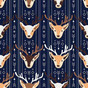 Happy_Deer_Custom_Wrapping_Paper_Blue
