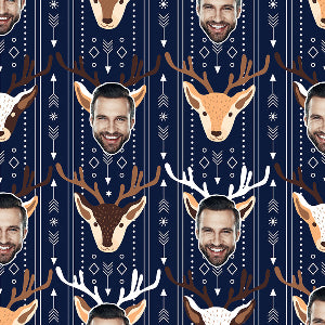 Happy_Deer_Custom_Wrapping_Paper_Blue_Image