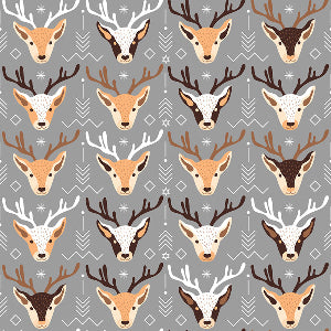 Happy_Deer_Custom_Wrapping_Paper_Grey