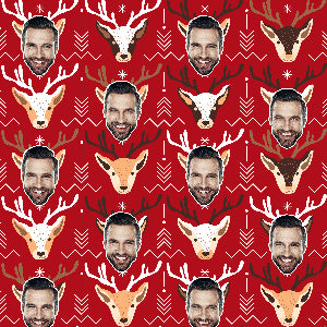 Happy_Deer_Custom_Wrapping_Paper_Red