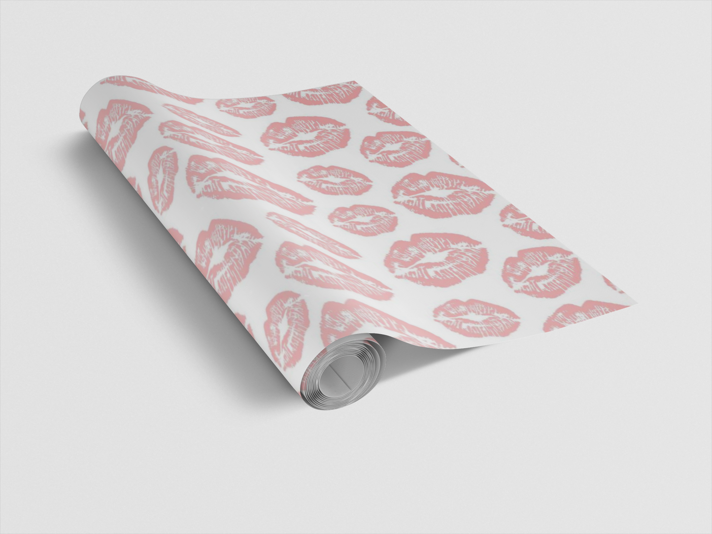 Roll of paper with heart pattern on a light gray background