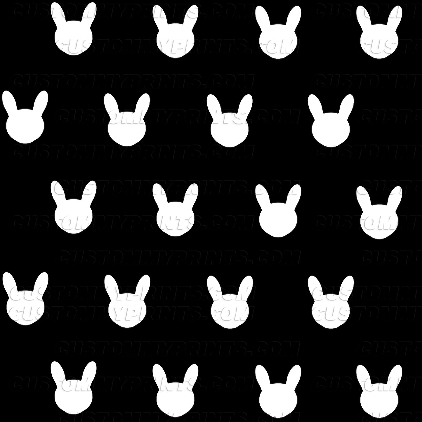 White rabbit shapes on a black background