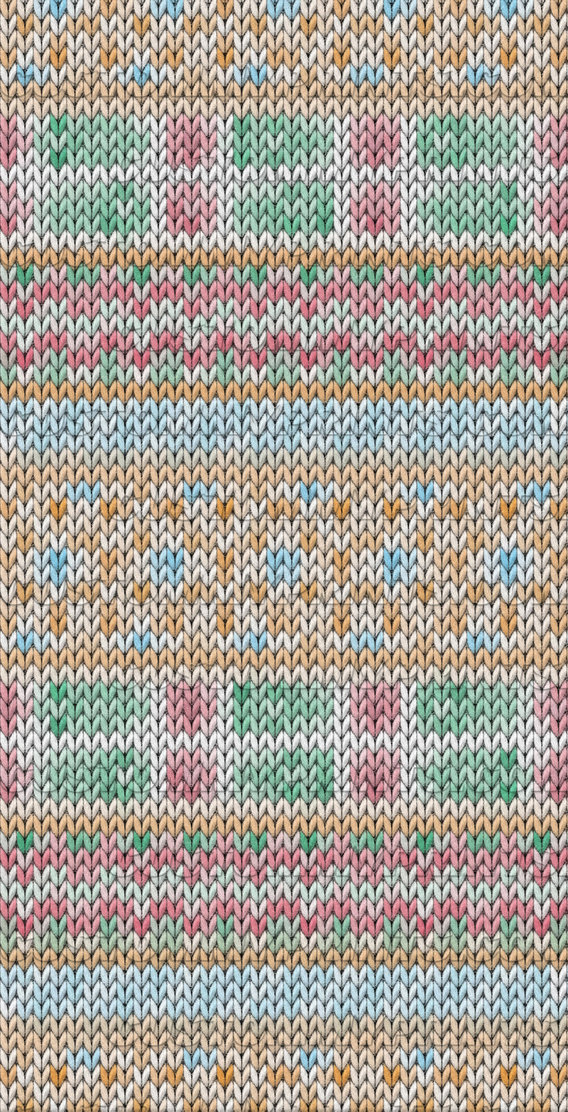 Knitted pattern with a multicolor checkered design