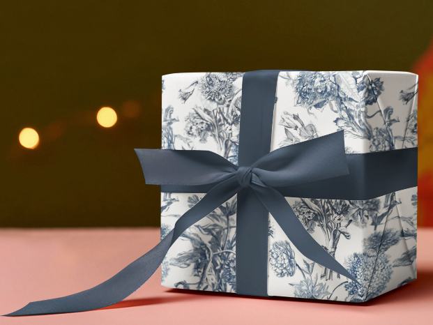 Custom Blue Toile Print Wrapping Paper