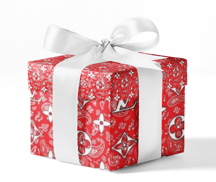 Custom Louis Vuitton Red Bandana Pattern Wrapping Paper