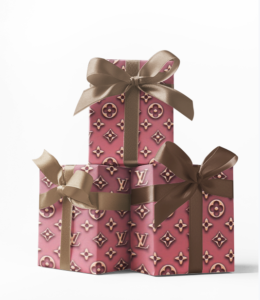 Custom Louis Vuitton Pink Metallic Pattern Wrapping Paper