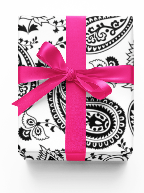 Black Paisley Print Custom Gift Wrap