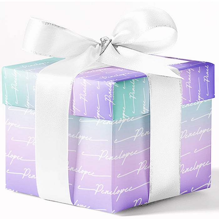 Custom Pastel Ombre Name Wrapping Paper
