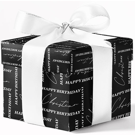 Custom Black & White Birthday Wrapping Paper