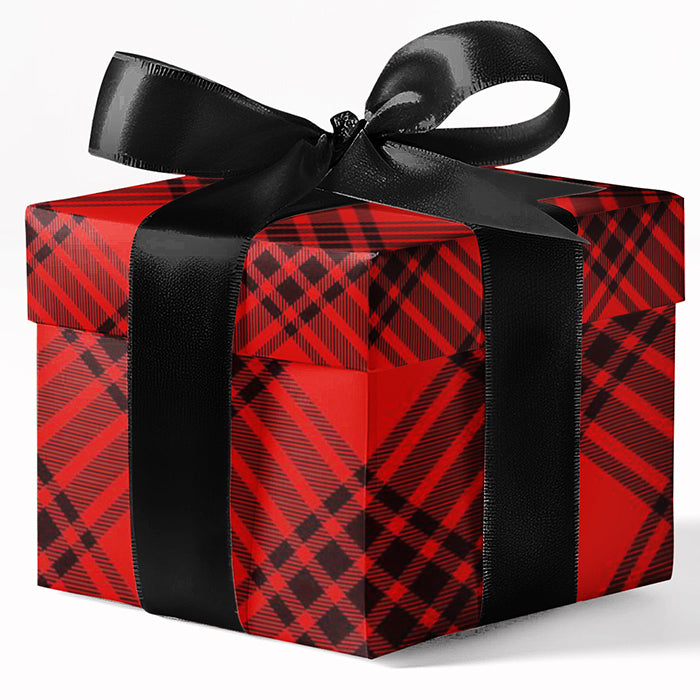 Red and Black Plaid Print Custom Wrapping Paper