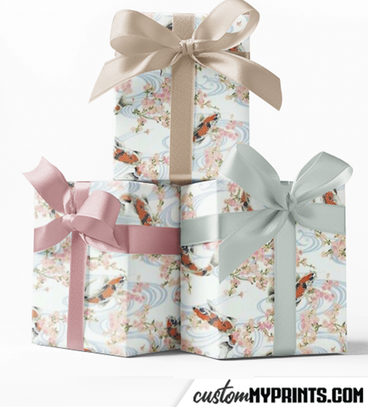 Custom Koi Christmas Custom Wrapping Paper