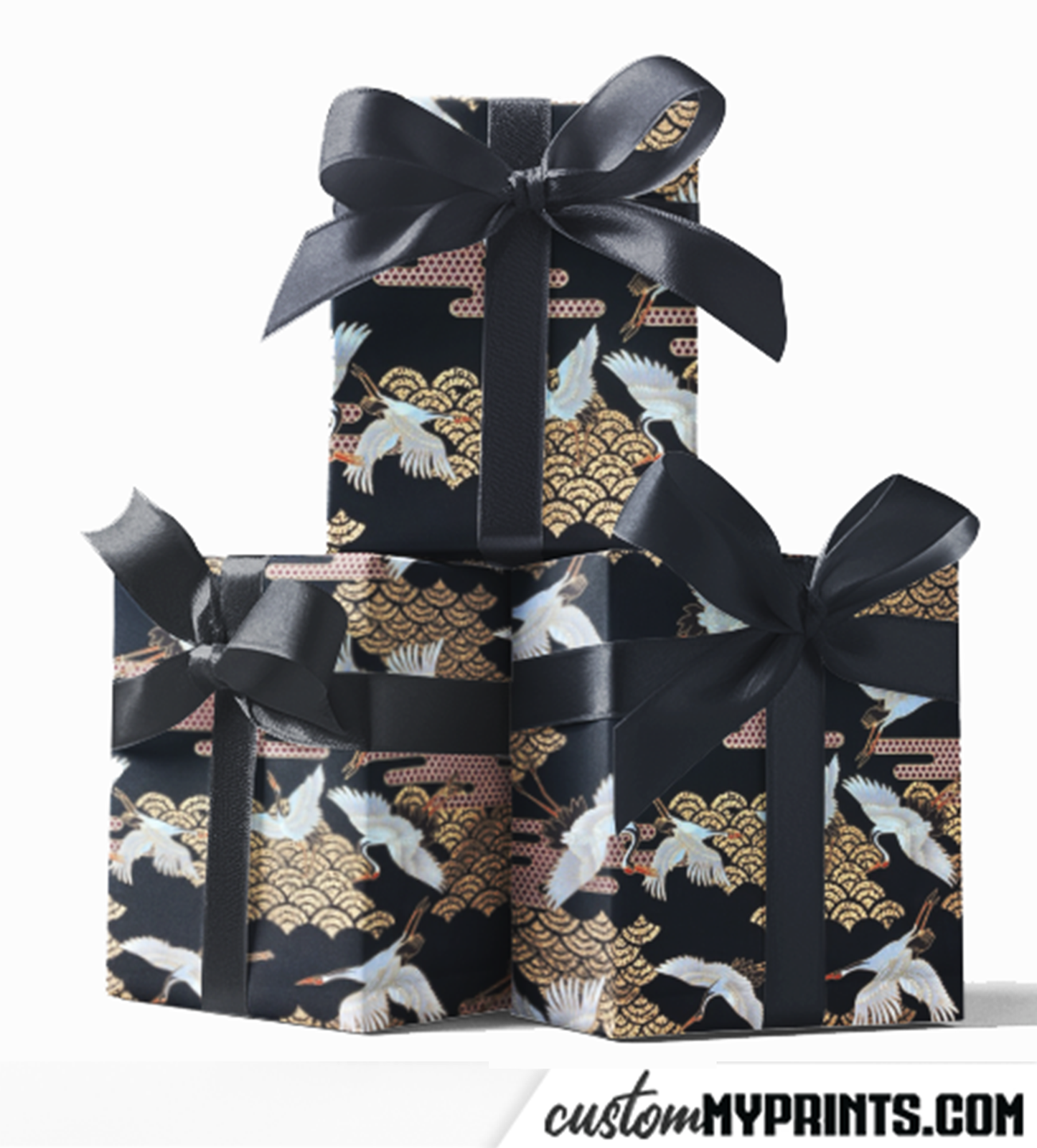 Custom Crane Japanese Print Wrapping Paper