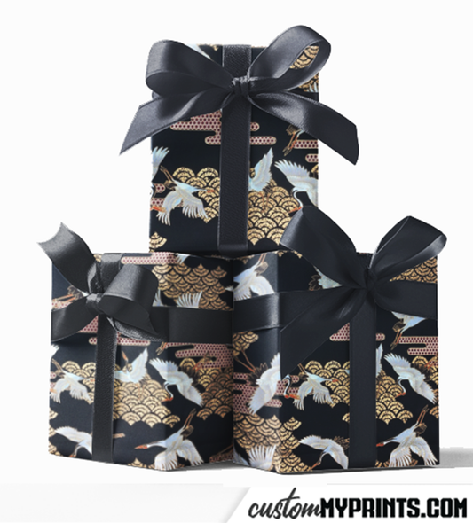 Custom Crane Japanese Print Wrapping Paper