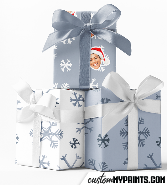 Blue Snow Custom Wrapping Paper