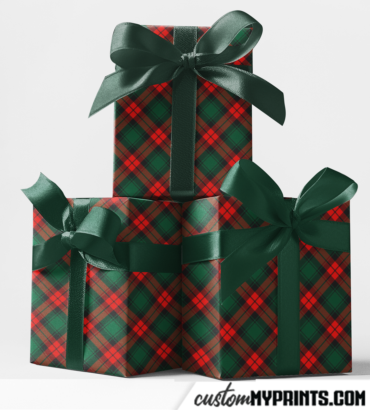 Green Plaid Print Custom Wrapping Paper