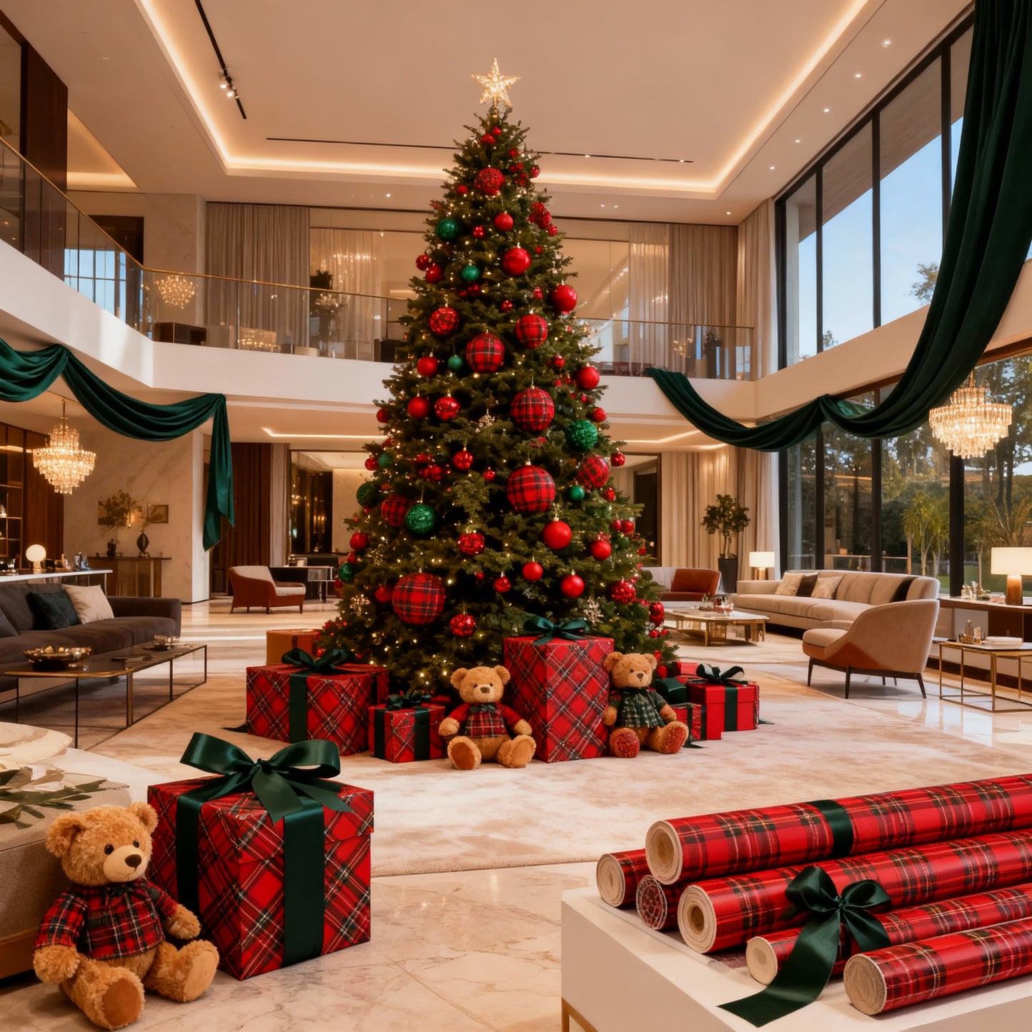 Plaid Krismas Print Custom Wrapping Paper