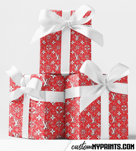 Custom Designer Red Bandana Pattern Wrapping Paper