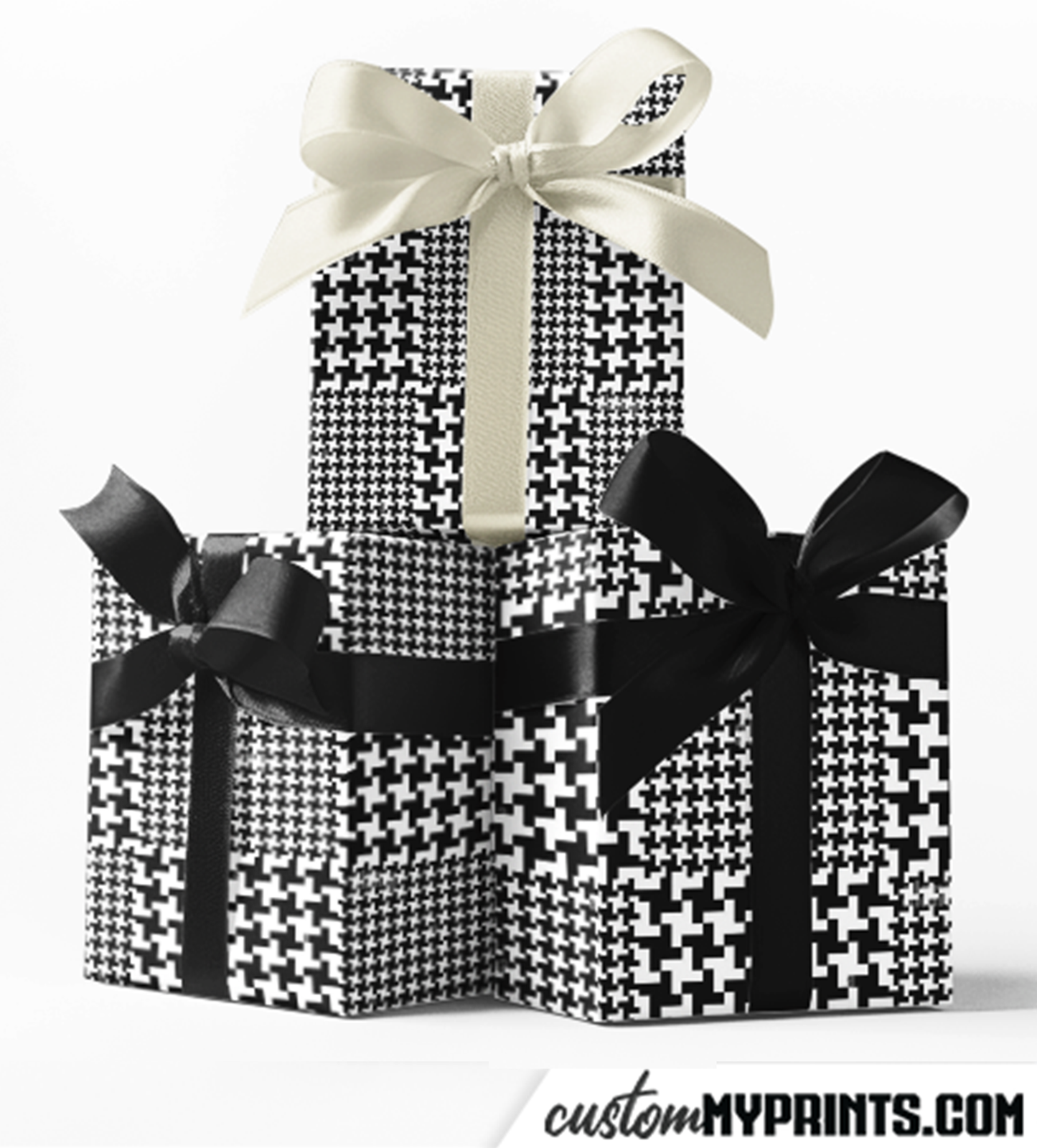 Custom Houndstooth Plaid Print Wrapping Paper