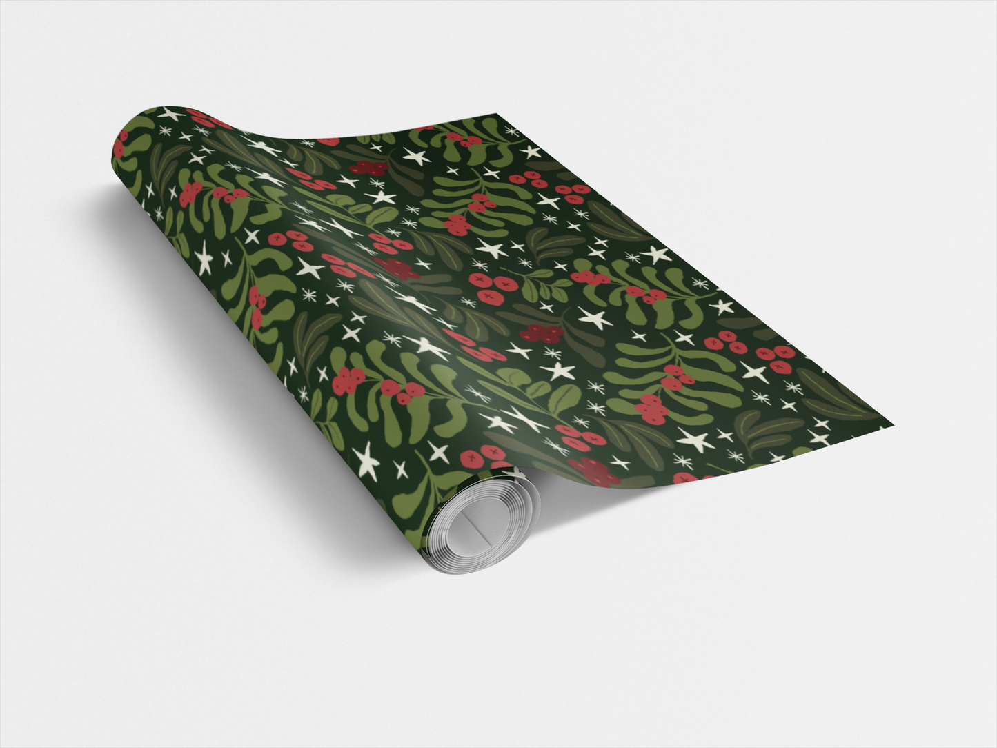 Happy Holly Black Custom Wrapping Paper