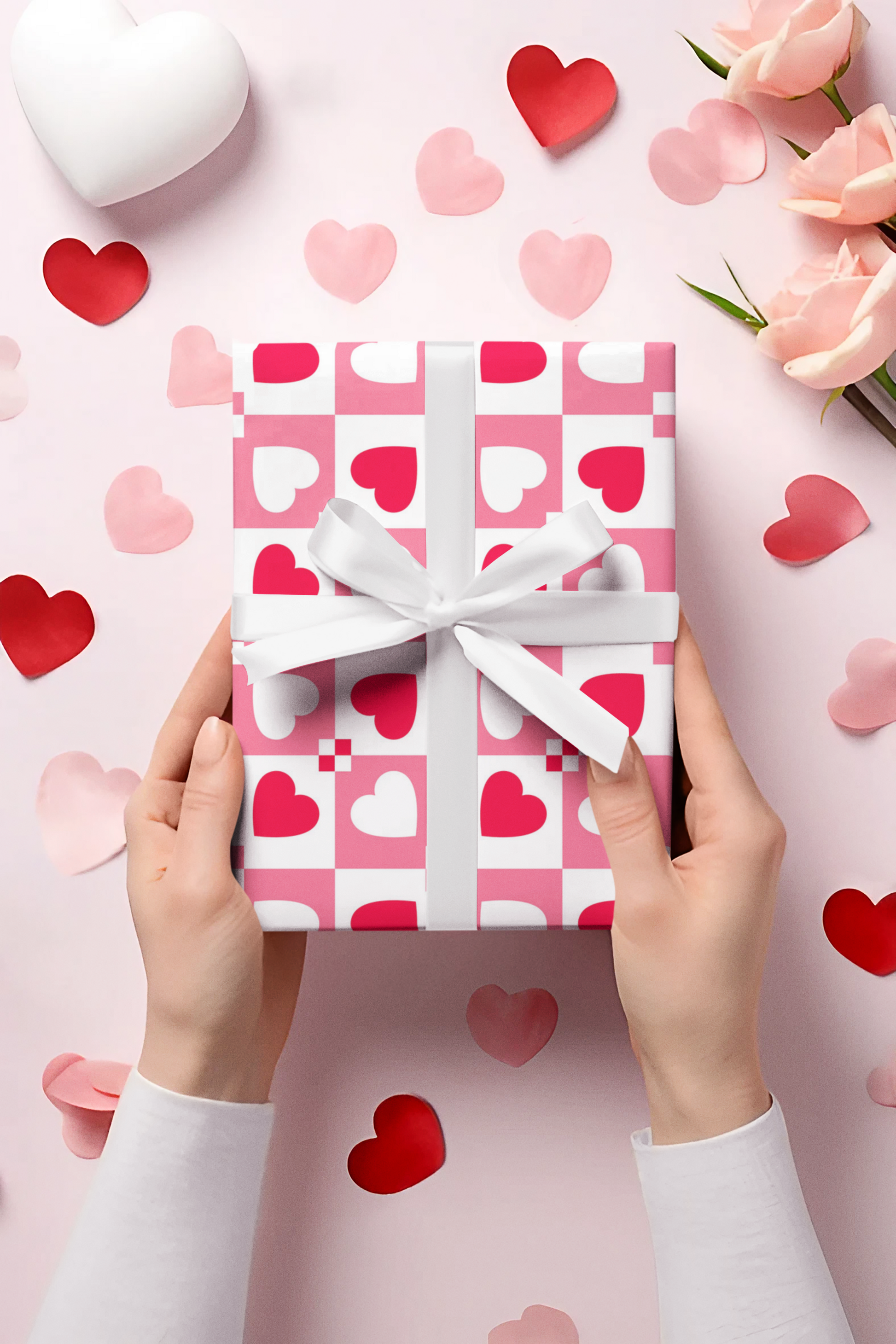 hearts wrapping paper